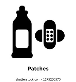 Patches icon vector isolated on white background, logo concept of Patches sign on transparent background, filled black symbol