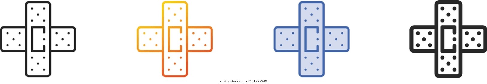 icono de parches. Diseño lineal delgado, degradado, trazo azul y estilo audaz aislado sobre fondo blanco