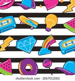 patches pop art style pattern