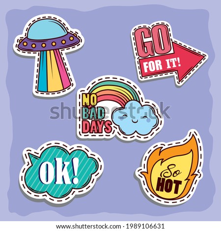 patches or sticker with phrase set