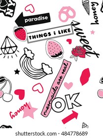 patches and stickers seamless pattern