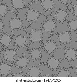 Patches stitched surface, seamless repeating texture pattern, vector illustration, square background
