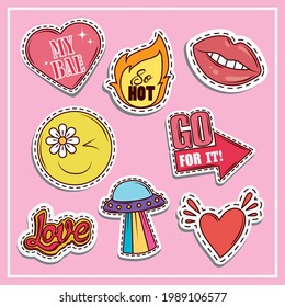 patches trendy include heart lips retro