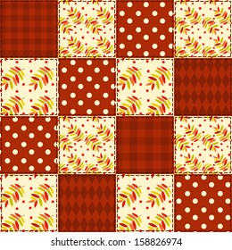 Patchwork autumn pattern. Seamless vector background.