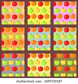 patchwork background with apples