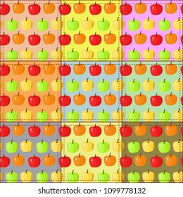 patchwork background with apples 