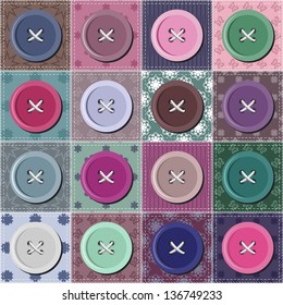 patchwork background with buttons