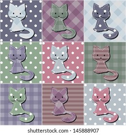 patchwork background with different objects