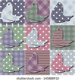 patchwork background with different objects