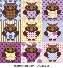 patchwork background with different objects
