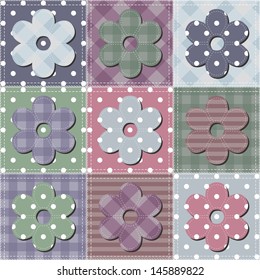 patchwork background with different objects