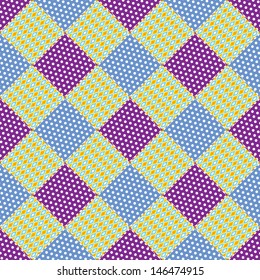 Patchwork background with different pattern / Seamless pattern with scrap quilt 