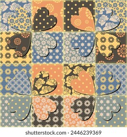 patchwork background with different patterns	