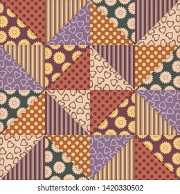 Patchwork background with different patterns. It can be used for decoration of textile, paper and other surfaces.