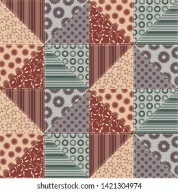Patchwork background with different patterns. It can be used for decoration of textile, paper and other surfaces.