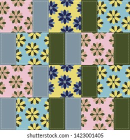 Patchwork background with different patterns. It can be used for decoration of textile, paper and other surfaces.
