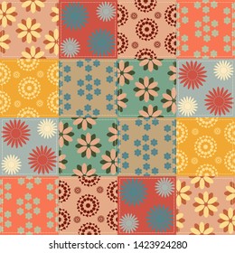 Patchwork background with different patterns. It can be used for decoration of textile, paper and other surfaces.