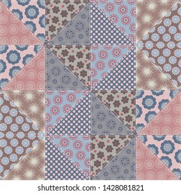Patchwork background with different patterns. It can be used for decoration of textile, paper and other surfaces.