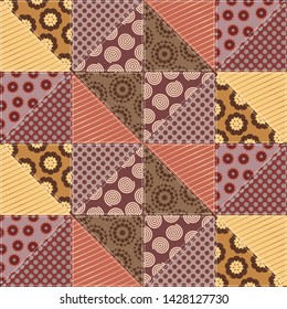 Patchwork background with different patterns. It can be used for decoration of textile, paper and other surfaces.