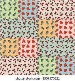 Patchwork background with different patterns. It can be used for decoration of textile, paper and other surfaces.