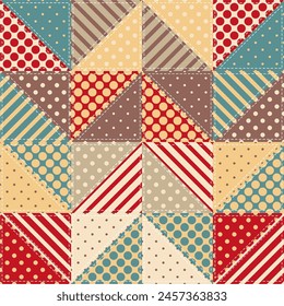 patchwork background with different patterns print for textile, paper, objects, seamless artistic decor handmade illustration vector 	