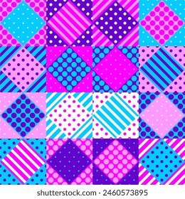 patchwork background with different patterns print for textile, paper, objects, seamless artistic decor handmade illustration vector 	