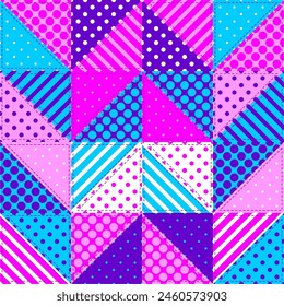 patchwork background with different patterns print for textile, paper, objects, seamless artistic decor handmade illustration vector 	