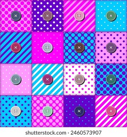 patchwork background with different patterns print for textile, paper, objects, seamless artistic decor handmade illustration vector 	
