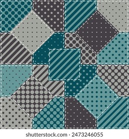 patchwork background with different patterns print for textile, paper, objects, seamless artistic decor handmade illustration vector 	