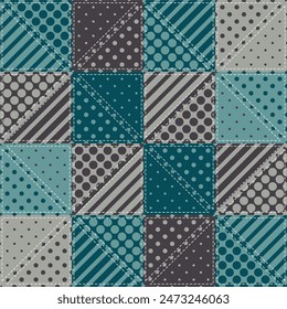 patchwork background with different patterns print for textile, paper, objects, seamless artistic decor handmade illustration vector 	