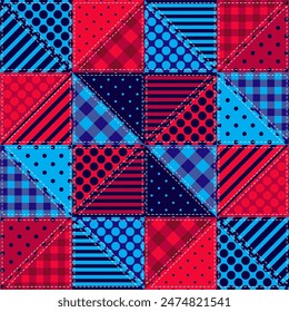 patchwork background with different patterns print for textile, paper, objects, seamless artistic decor handmade illustration vector 	