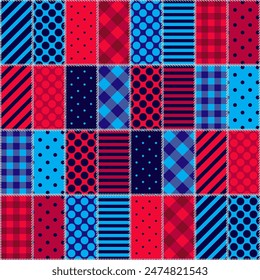 patchwork background with different patterns print for textile, paper, objects, seamless artistic decor handmade illustration vector 	