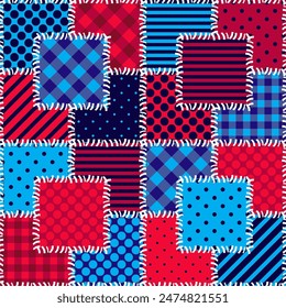 patchwork background with different patterns print for textile, paper, objects, seamless artistic decor handmade illustration vector 	