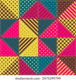 patchwork background with different patterns print for textile, paper, objects, seamless artistic decor handmade illustration vector 	