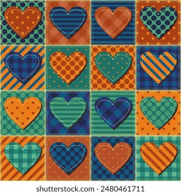 patchwork background with different patterns print for textile, paper, objects, seamless artistic decor handmade illustration vector 	