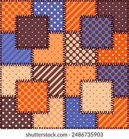 patchwork background with different patterns print for textile, paper, objects, seamless artistic decor handmade illustration vector 	