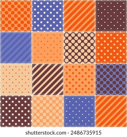patchwork background with different patterns print for textile, paper, objects, seamless artistic decor handmade illustration vector 	