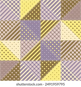 patchwork background with different patterns print for textile, paper, objects, seamless artistic decor handmade illustration vector 	