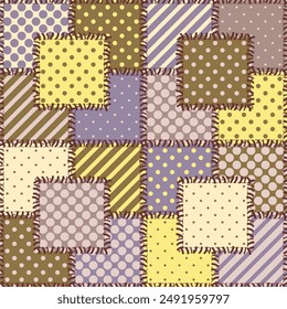 patchwork background with different patterns print for textile, paper, objects, seamless artistic decor handmade illustration vector 	