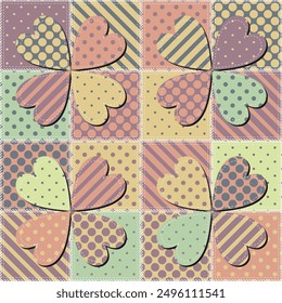 patchwork background with different patterns print for textile, paper, objects, seamless artistic decor handmade illustration vector 	
