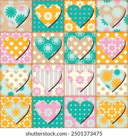 patchwork background with different patterns print for textile, paper, objects, seamless artistic decor handmade illustration vector 	