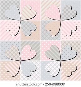 patchwork background with different patterns print for textile, paper, objects, seamless artistic decor handmade illustration vector 	