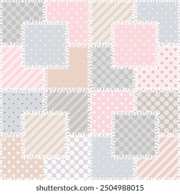 patchwork background with different patterns print for textile, paper, objects, seamless artistic decor handmade illustration vector 	