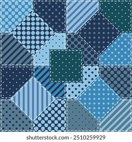 patchwork background with different patterns print for textile, paper, objects, seamless artistic decor handmade illustration vector 	