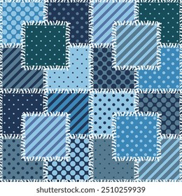 patchwork background with different patterns print for textile, paper, objects, seamless artistic decor handmade illustration vector 	