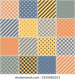 patchwork background with different patterns print for textile, paper, objects, seamless artistic decor handmade illustration vector	