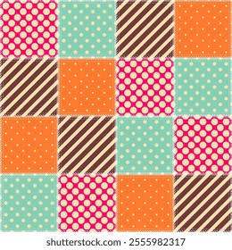 patchwork background with different patterns print for textile, paper, objects, seamless artistic decor handmade illustration vector	
