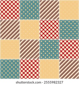patchwork background with different patterns print for textile, paper, objects, seamless artistic decor handmade illustration vector	
