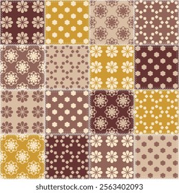 patchwork background with different patterns print for textile, paper, objects, seamless artistic decor handmade illustration vector	
