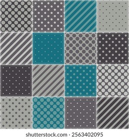 patchwork background with different patterns print for textile, paper, objects, seamless artistic decor handmade illustration vector	
